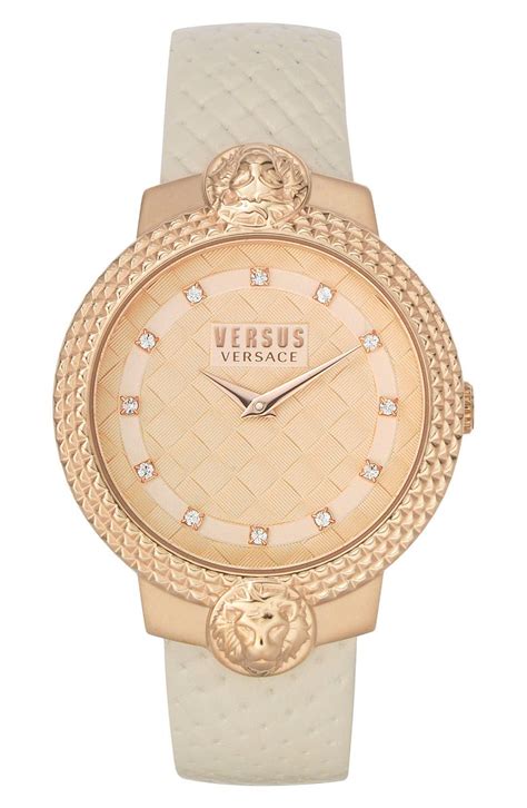 VERSUS Versace Montorgueil Crystal Index Leather Strap